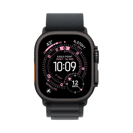 Apple Watch Ultra 3 49 мм, корпус из черного титана, ремешок Alpine черного цвета, размер M