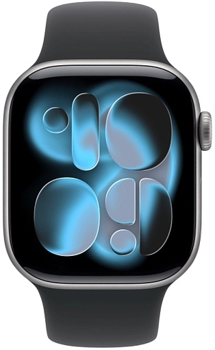 Apple Watch Series 11 46 мм, «серый космос», ремешок черного цвета, размер M/L